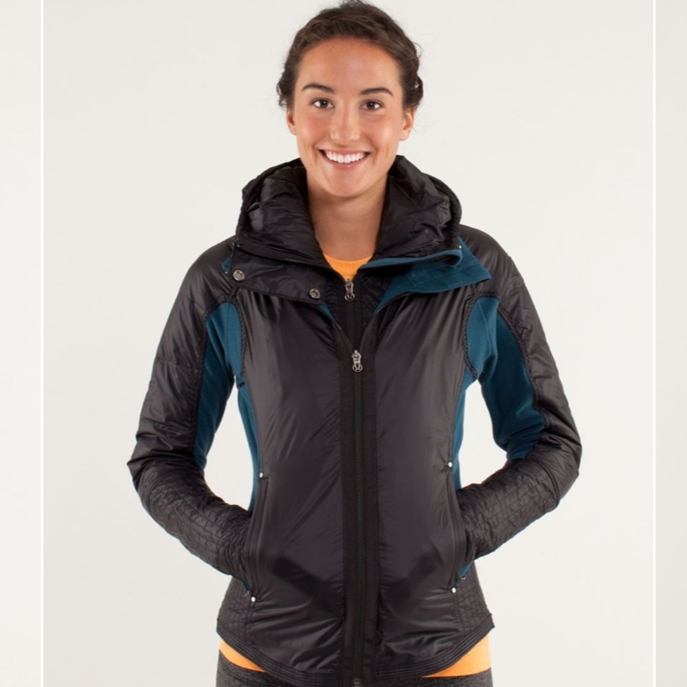 lululemon athletica Black and Teal Hooded Jacket